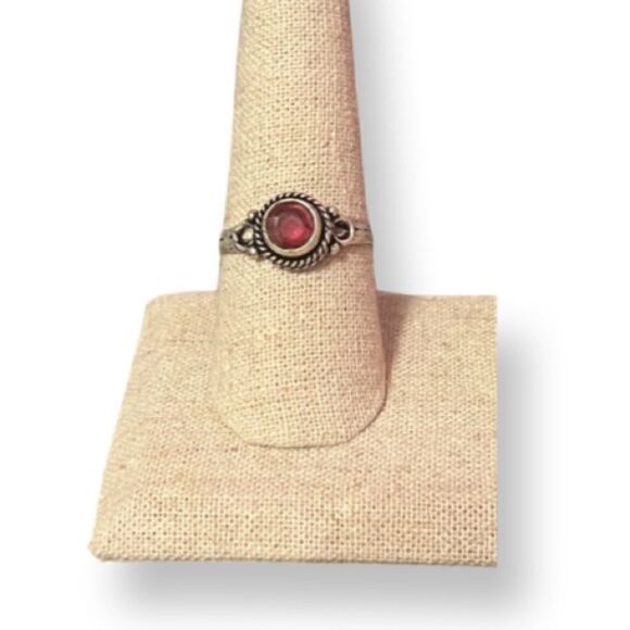 Garnet Silver Plated Ring Size 8.5 - Picture 1 of 5